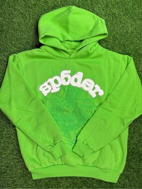 Green Spider Hoodie with White Logo - Unbranded